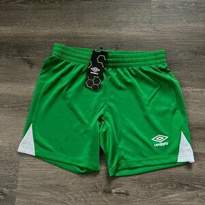 NWT Umbro Youth Emerald White Soccer Shorts Training Boys M 10/12